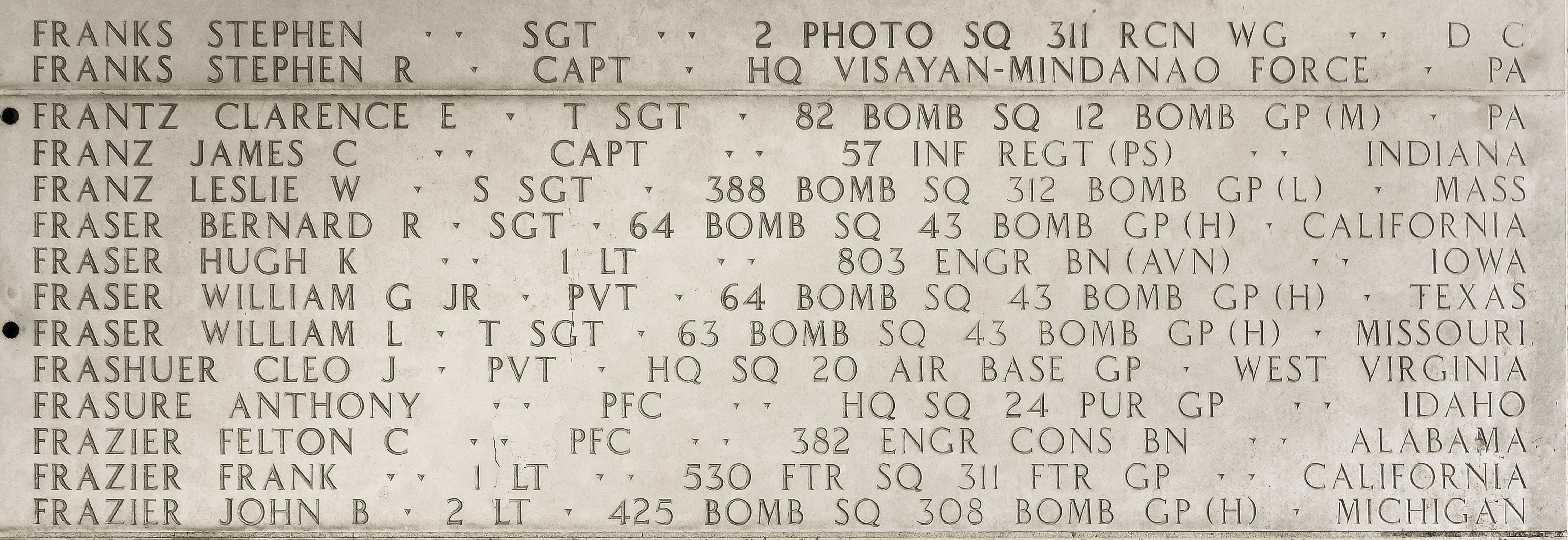 Clarence E. Frantz, Technical Sergeant